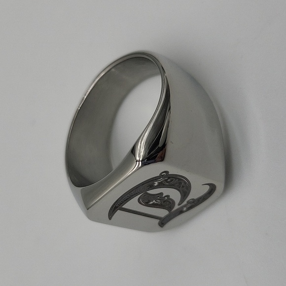 326- Stainless Steel Handmade Men's Ring Letter D Engraved Size 9 NWT - Picture 2 of 8